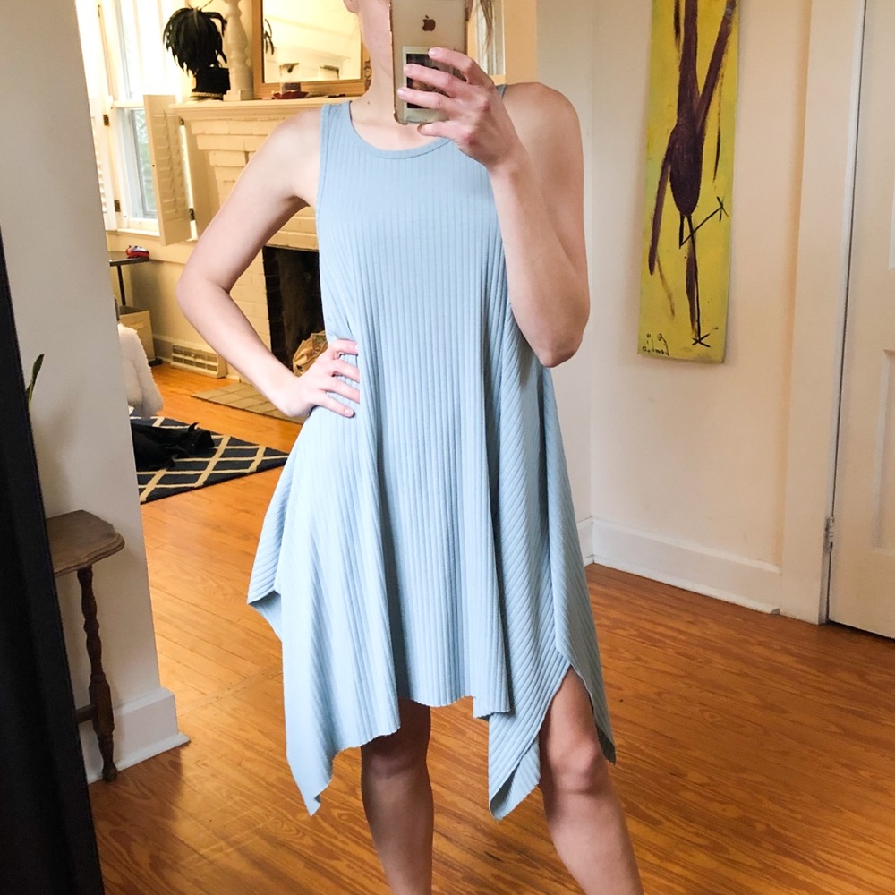 VICTORIA + SOPHIA Teal Ribbed Swing Dress